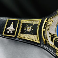 Genuine black leather strap of the War Hawks Championship Belt with customizable options.