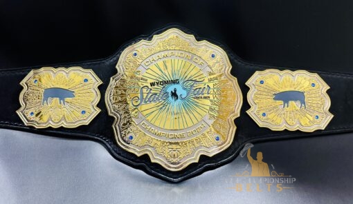 Wyoming State Fair Championship Belt featuring a personalized logo on the center plate.