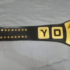 Genuine black leather strap of the Yolo High Wheelers Championship Belt, showing the high-quality material and craftsmanship.