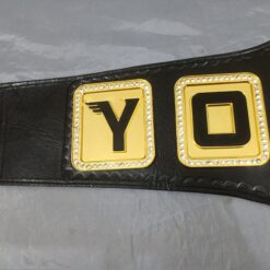 Custom options for the Yolo High Wheelers Championship Belt including different colors for the leather strap and personalized engravings.