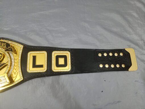 Genuine black leather strap of the Yolo High Wheelers Championship Belt, showing the high-quality material and craftsmanship.
