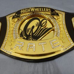 Yolo High Wheelers Championship Belt featuring shiny chrome and gold high-quality paint on the plates.