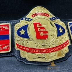 enuine Black Leather Strap on Georgia Championship Wrestling Belt