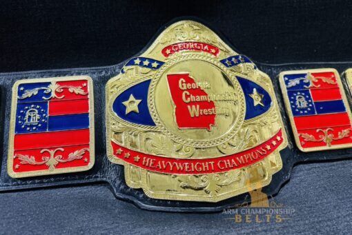 Gold-Plated Plates on Georgia Championship Wrestling Belt