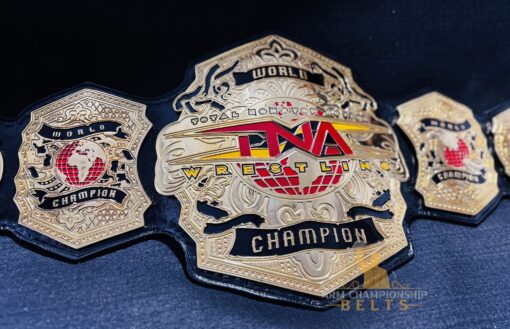 Genuine Black Leather Strap on TNA World Championship Belt