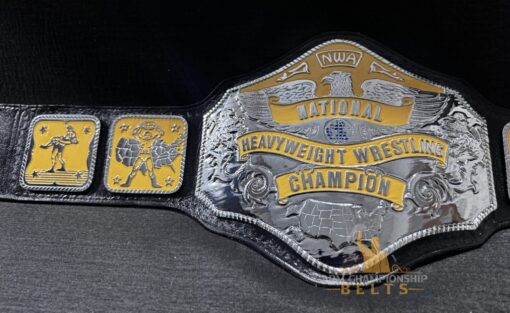 lose-Up of Central Plate on NWA National Championship Belt