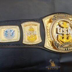 Side View of Custom Plates on Military Award Belt for Armed Forces