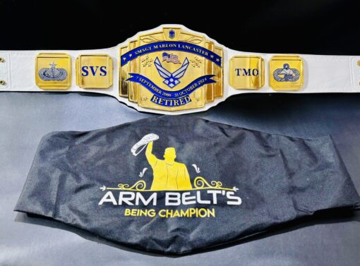 The Master Sergeant Retirement Gift Belt displayed with options for customization and personalization.