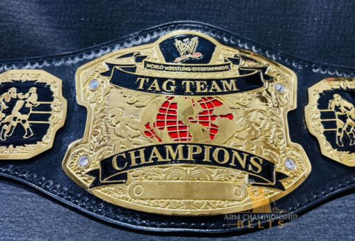 WE RAW Ruthless Aggression World Tag Team Championship Replica Belt showcasing its iconic design and detailed craftsmanship