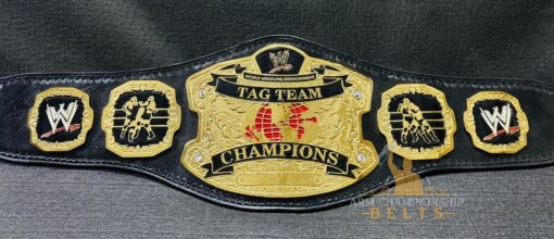 Personalize your WWE RAW Ruthless Aggression World Tag Team Championship Replica Belt with custom logos and text on the middle name plate