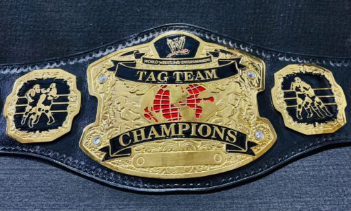 WWE RAW Ruthless Aggression World Tag Team Championship Belt, featuring deep etchings and high-quality finish.