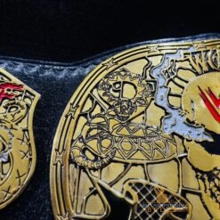 Close-up of the HD engraved design on the Smoking Skull Wrestling Belt,