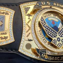 Custom US Army Championship Belt displaying personalized logos and text