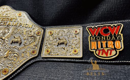 The iconic Big Gold Belt replica featuring the WCW Nitro logo