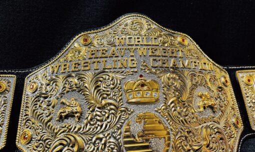 Custom nameplate on the WCW Championship Belt, a personalized tribute for fans