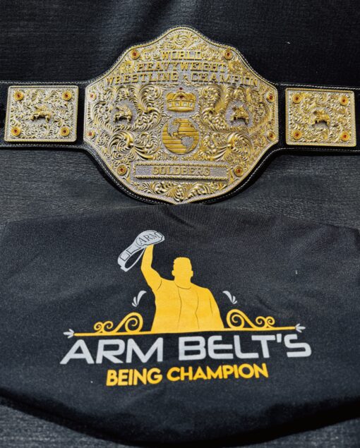 Historic Big Gold Belt replica featuring WCW logos, a prized item for collectors