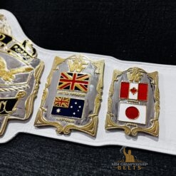 White leather strap on the WWF Andre 87 Championship Belt, offering durability and style