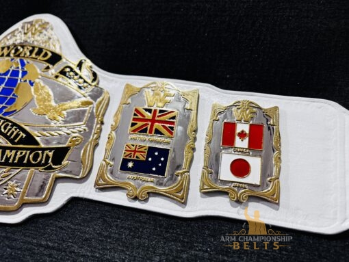 White leather strap on the WWF Andre 87 Championship Belt, offering durability and style