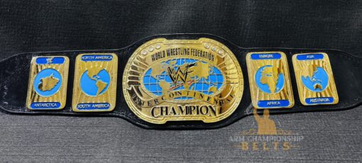 3mm thick genuine white leather strap on the WWF Oval Intercontinental Championship Replica Belt.