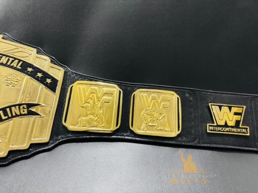 Side View of Etched Plates on WWF Intercontinental Championship Belt