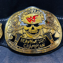 Front view of the Stone Cold Steve Austin Smoking Skull Championship Belt showcasing the iconic skull design and intricate details