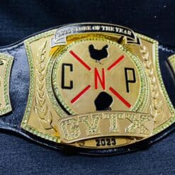 Award championship belt for corporate excellence, with customizable logos and genuine leather strap