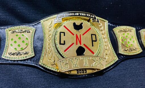 Award championship belt for corporate excellence, with customizable logos and genuine leather strap