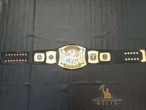 Premium military championship belt with a 3mm thick black genuine leather strap