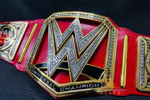 Swarovski gems embedded in the main plates of the Custom WWE Universal Championship Belt.