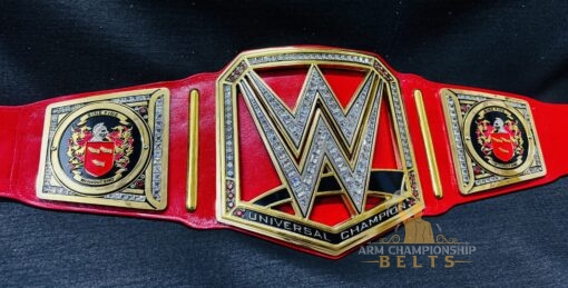 Custom WWE Universal Championship Belt with personalized logos and text