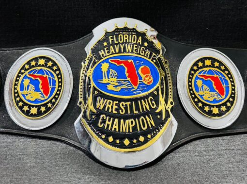 NWA Florida Heavyweight Championship Belt featuring intricate 4mm thick zinc plates