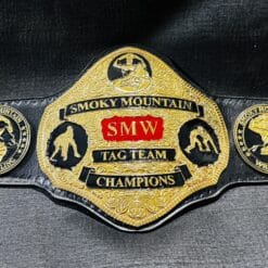 A realistic wrestling belt inspired by the Smoky Mountain Wrestling era, crafted with authentic materials and detailing.