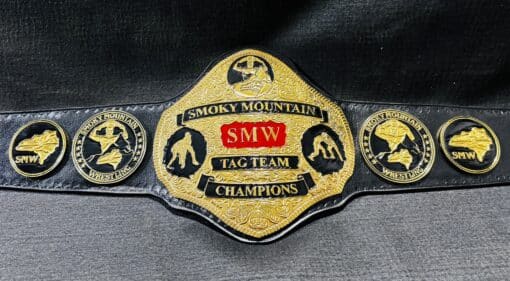 A realistic wrestling belt inspired by the Smoky Mountain Wrestling era, crafted with authentic materials and detailing.