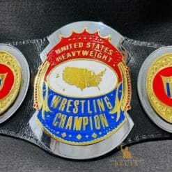 Real wrestling belt replica featuring classic US championship design for collectors