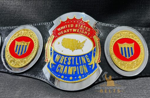 Real wrestling belt replica featuring classic US championship design for collectors