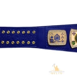 Custom championship belt featuring U.S. Army enlisted rank insignias from Private to Sergeant First Class.