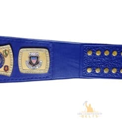 Custom military belt with “Defend and Serve 1775” inscription and personalized logos for officers.