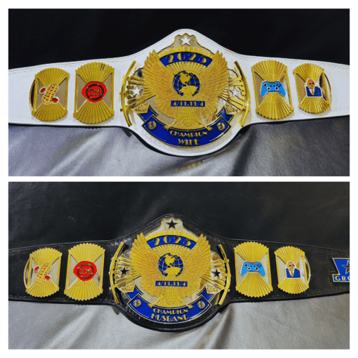 Fully Perodnslized Gift of wedding championship Belts for Bride and Groom!