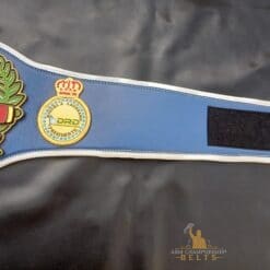 Customizable championship belt with a 100% genuine leather strap and personalized engraving.