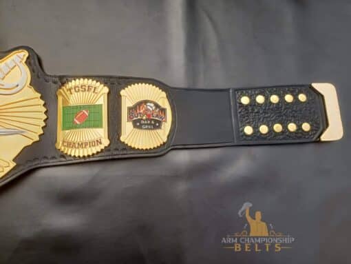 Unique fantasy football belt with engraved logo and personalization options