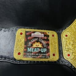 Handcrafted championship belt with 4mm etched plates, ideal for brand recognition and team awards.