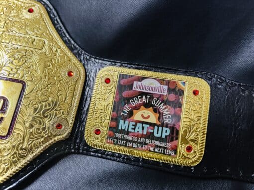 Fully customizable corporate award belt, designed for celebrating team achievements and brand recognition events.