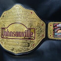 Stunning gold and leather championship belt, ideal for recognizing brand achievements and corporate milestones.