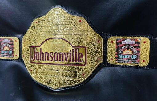 Stunning gold and leather championship belt, ideal for recognizing brand achievements and corporate milestones.