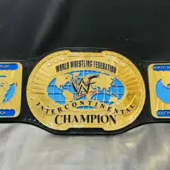 Collection of various WWF World Championship Belts, illustrating the evolution of design and style over the years.