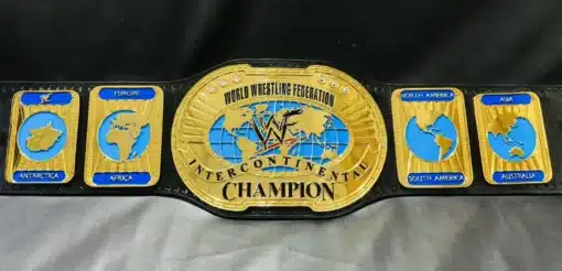 Close-up of the WWF World Championship Belt, featuring intricate detailing and luxurious finish.