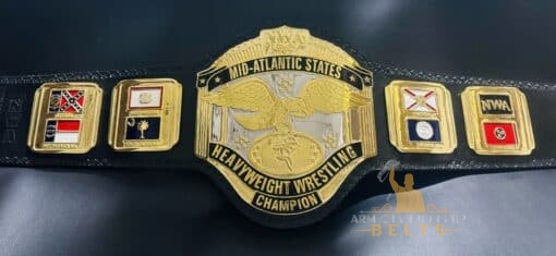 Classic edition of the NWA Mid-Atlantic Heavyweight Championship belt in gold finish.