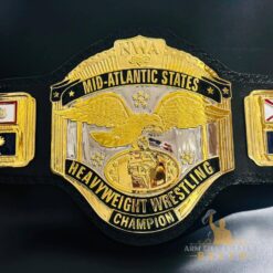 Classic NWA Mid-Atlantic Heavyweight Championship Belt with gold and chrome plates.