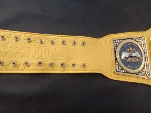 WrestleMania 40 Championship Belt featuring a genuine leather strap