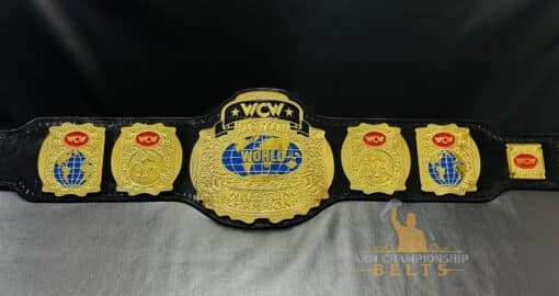 Close-up front view of the WCW Tag Team Championship Belt